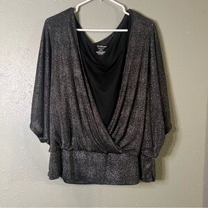 Lane Bryant 18/20 Silver And Black Women’s Tunic Top Feminine Boho Flowy Office